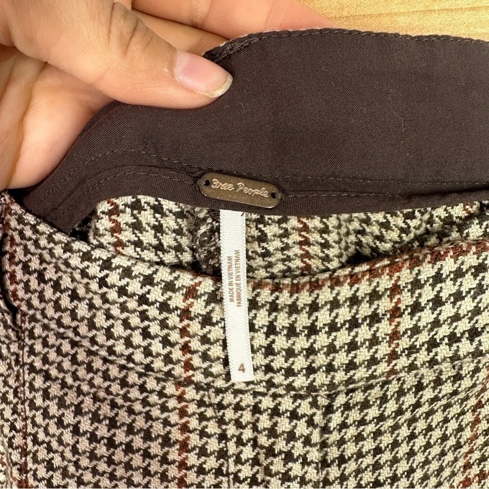 Free People Brown Houndstooth Dress Pants sz 4